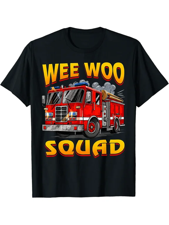 Wee Woo Squad Firefighter Truck Lover Fireman Crew Family T-Shirt