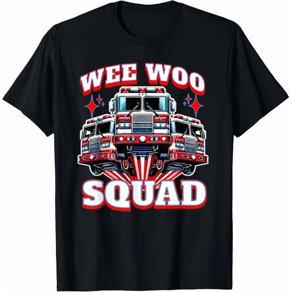 Wee Woo Squad Funny Firefighter Fire Trucks T-Shirt