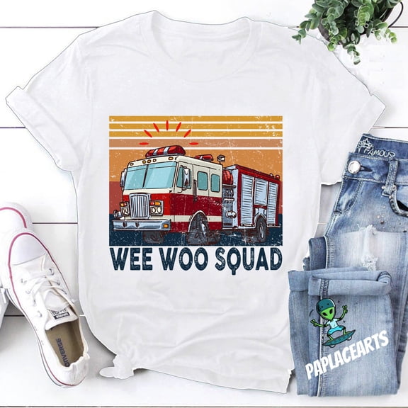Wee Woo Squad T-Shirt, Fire Truck Shirt, Fire Truck Unisex T-Shirt, Wee Woo Squad Vintage Shirt, Fire Truck T-Shirt, Firefighter Gifts