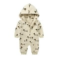 thumbnail image 1 of WeeBloom Baby Jumpsuit Boy Girl Zipper Warm Hooded Romper Long Sleeve Fall Clothes,Khaki 12-24 Months, 1 of 3