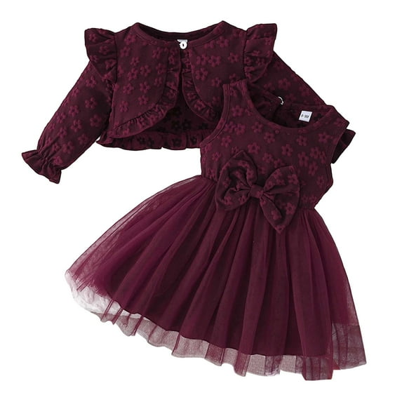 WeeBloom Girls Fall Outfits Autumn Dress With Top Dress 6M-3Y Casual Wear Clothes Set Leisure Girl Outfit 12-18 Months