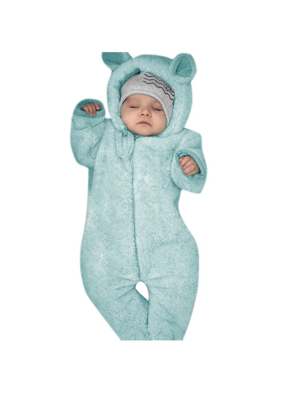 Boys Winter Coat Jacket Baby Boy Jumpsuit Solid Hooded Romper Warm Coat Outwear Outerwear 0-6 Months