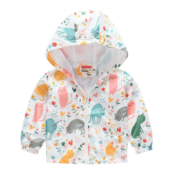 WeeBloom Kids Boys Jacket Baby Zipper Autumn Toddler Print Windproof Coat Hooded Coat Jacket 3-4 Years