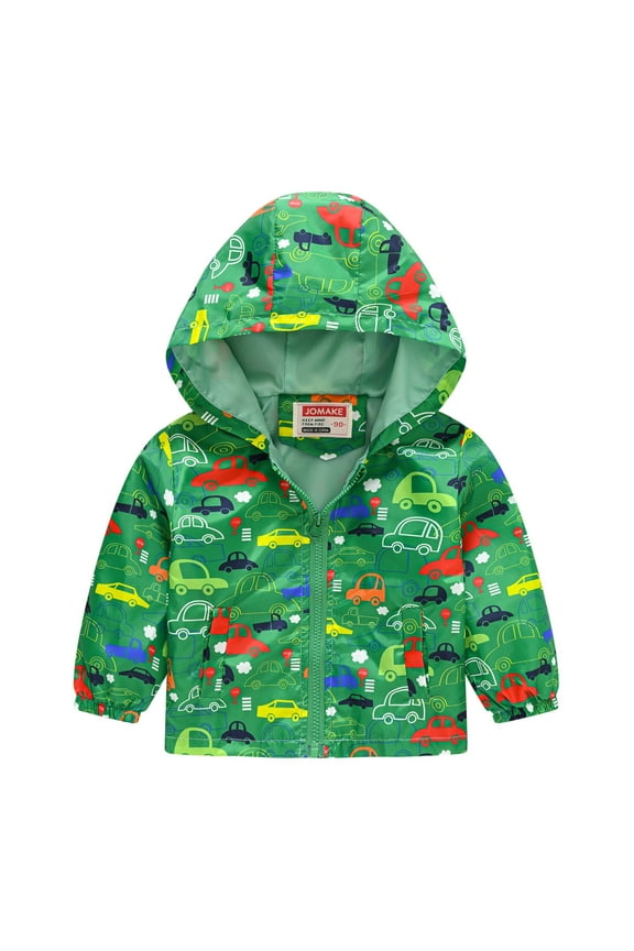 Kids Boys Jacket Toddler Girls Casual Jackets Printing Cartoon Hooded Outerwear Zipper Coats Long Sleeve Windproof Coats 3-4 Years