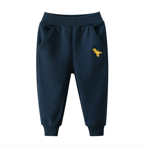 WeeBloom Pants For Boys With Dinosaur Print Warm Thermal Kids Joggers Casual Sports Trousers Toddler Comfortable Winter Ourwear Sweatpants 8-9 Years