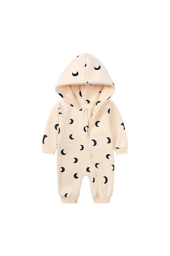 Unisex Baby Clothes Winter Coats Boy Girl Zipper Warm Hooded Romper Long Sleeve Fall Outfit,Beige 0-3 Months