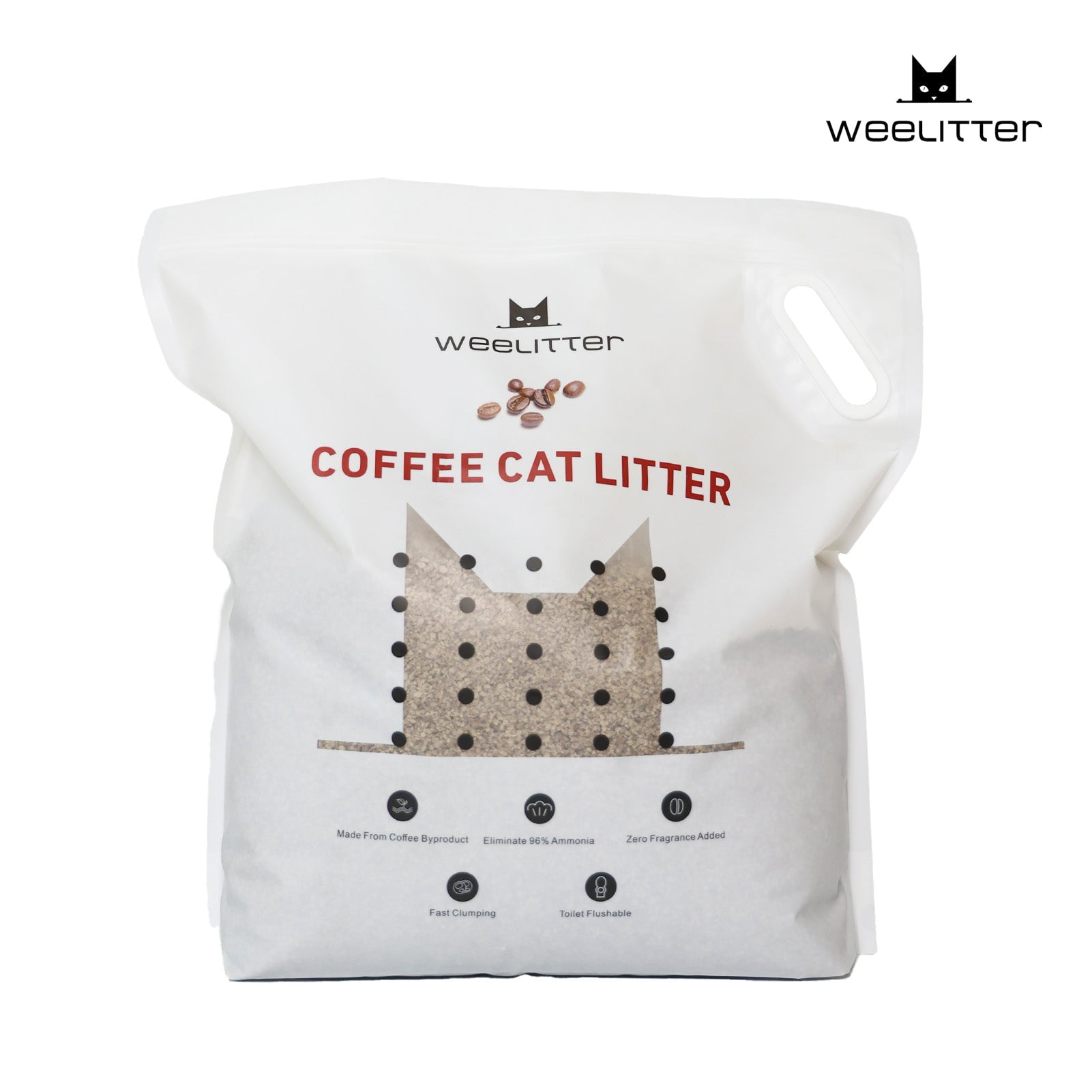 WeeLitter Coffee Cat Litter - 100% Plant Base, Alternative to Clay and Pellet Litter, Unscented, 99% Dust Free, Quick Clumping, Flushable, Eliminate 96% of Ammonia, Lightweight - 14lb
