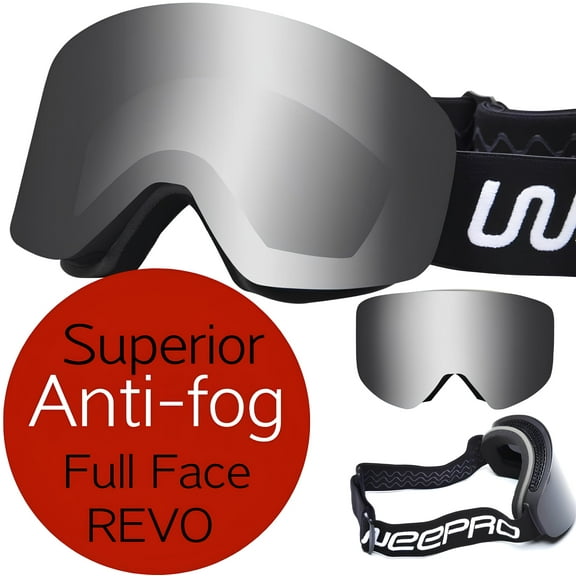 WeePro Ski Goggle Snowboard Goggles Men Women Multi-Layer Anti Fog (AntiFog) Lens Full REVO Coating Magnetic Changeable Lens UV400, Gray