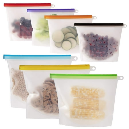 WeeSprout 100% Silicone Reusable Food Storage Bags - Set of Leakproof & Airtight Bags