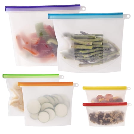 WeeSprout 100% Silicone Reusable Food Storage Bags - Set of Leakproof & Airtight Bags