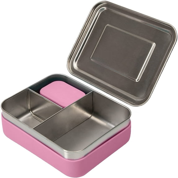 WeeSprout 18/8 Stainless Steel Bento Box (Compact Lunch Box) - 3 Compartment, for Kids/Adults