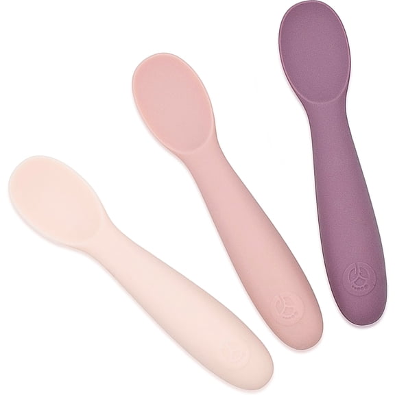 WeeSprout Baby Spoons for Self Feeding 6 Months +, Sensitive Gums & Teeth, 3 Pack + Case