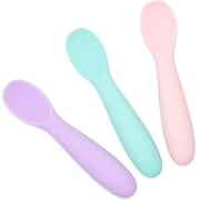 WeeSprout Baby Spoons for Self Feeding 6 Months +, Sensitive Gums & Teeth, 3 Pack + Case