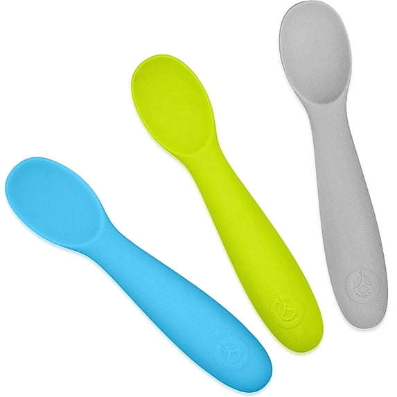WeeSprout Baby Spoons for Self Feeding 6 Months +, Sensitive Gums & Teeth, 3 Pack + Case