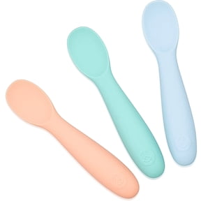 WeeSprout Baby Spoons for Self Feeding 6 Months +, Sensitive Gums & Teeth, 3 Pack + Case