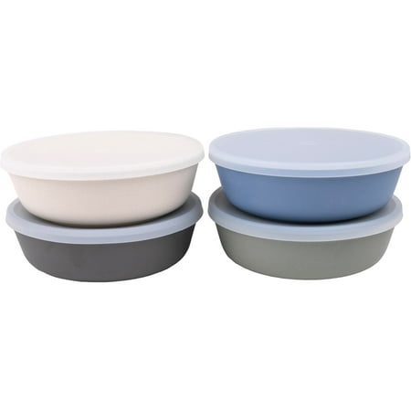 WeeSprout Bamboo Kids Bowls, Set of Four Kid-Sized Dinnerware, Cereal, Leftovers & Snack Bowl