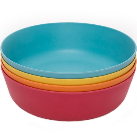 WeeSprout Bamboo Kids Bowls, Set of Four Kid-Sized Dinnerware, Cereal, Leftovers & Snack Bowl