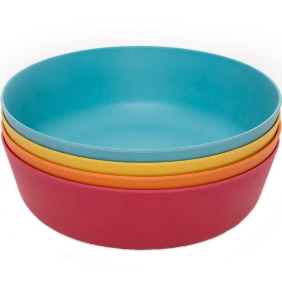WeeSprout Bamboo Kids Bowls, Set of Four Kid-Sized Dinnerware, Cereal, Leftovers & Snack Bowl