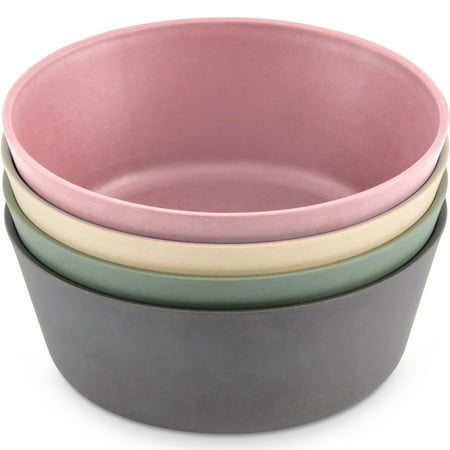 WeeSprout Bamboo Kids Bowls, Set of Four Kid-Sized Dinnerware, Cereal, Leftovers & Snack Bowl