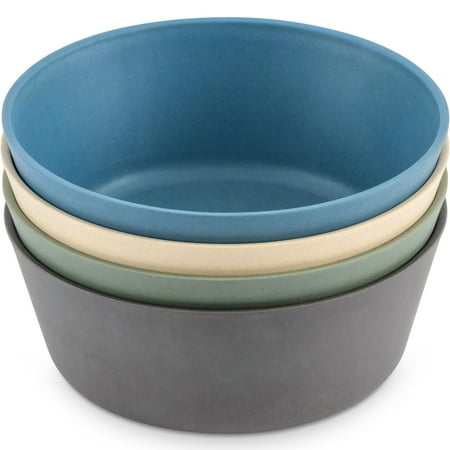 WeeSprout Bamboo Kids Bowls, Set of Four Kid-Sized Dinnerware, Cereal, Leftovers & Snack Bowl