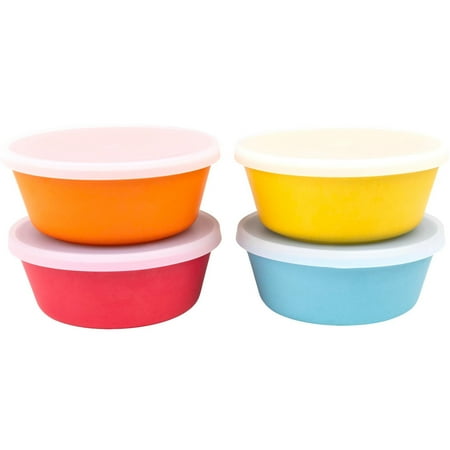 WeeSprout Bamboo Kids Bowls, Set of Four Kid-Sized Dinnerware, Cereal, Leftovers & Snack Bowl