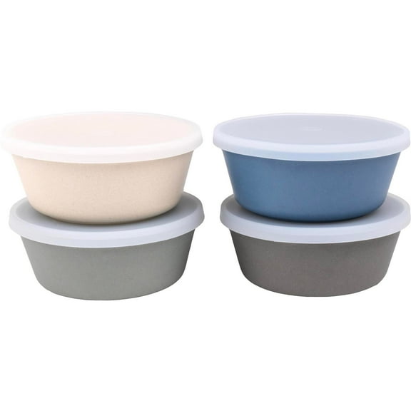 WeeSprout Bamboo Kids Bowls, Set of Four Kid-Sized Dinnerware, Cereal, Leftovers & Snack Bowl