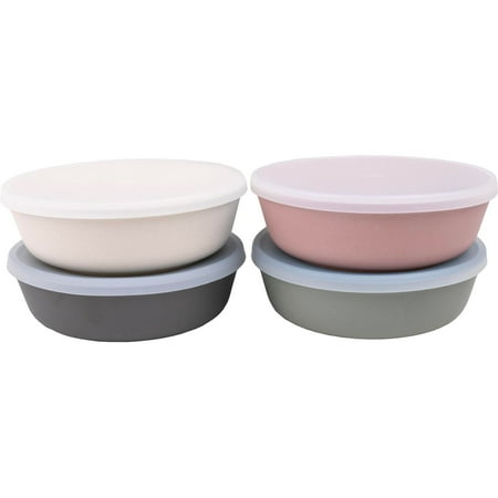 WeeSprout Bamboo Kids Bowls with Lids, Kid-Sized Dinnerware, Cereal & Snack Bowl, Set of 4