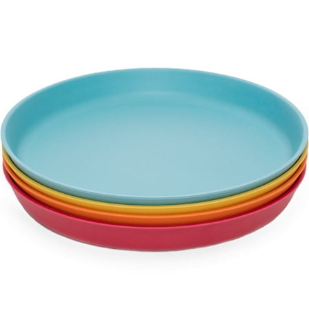 WeeSprout Kid-Sized Bamboo Plates, 4 Pack, Without Lids