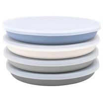 WeeSprout Bamboo Plates with Lids, Kid-Sized, Dishwasher Safe Bamboo Plate for Kids, Set of 4