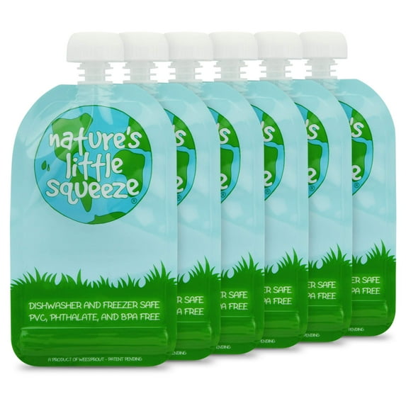 WeeSprout Double Zipper Reusable Food Pouches for Babies & Toddlers, Original, 7 fl oz