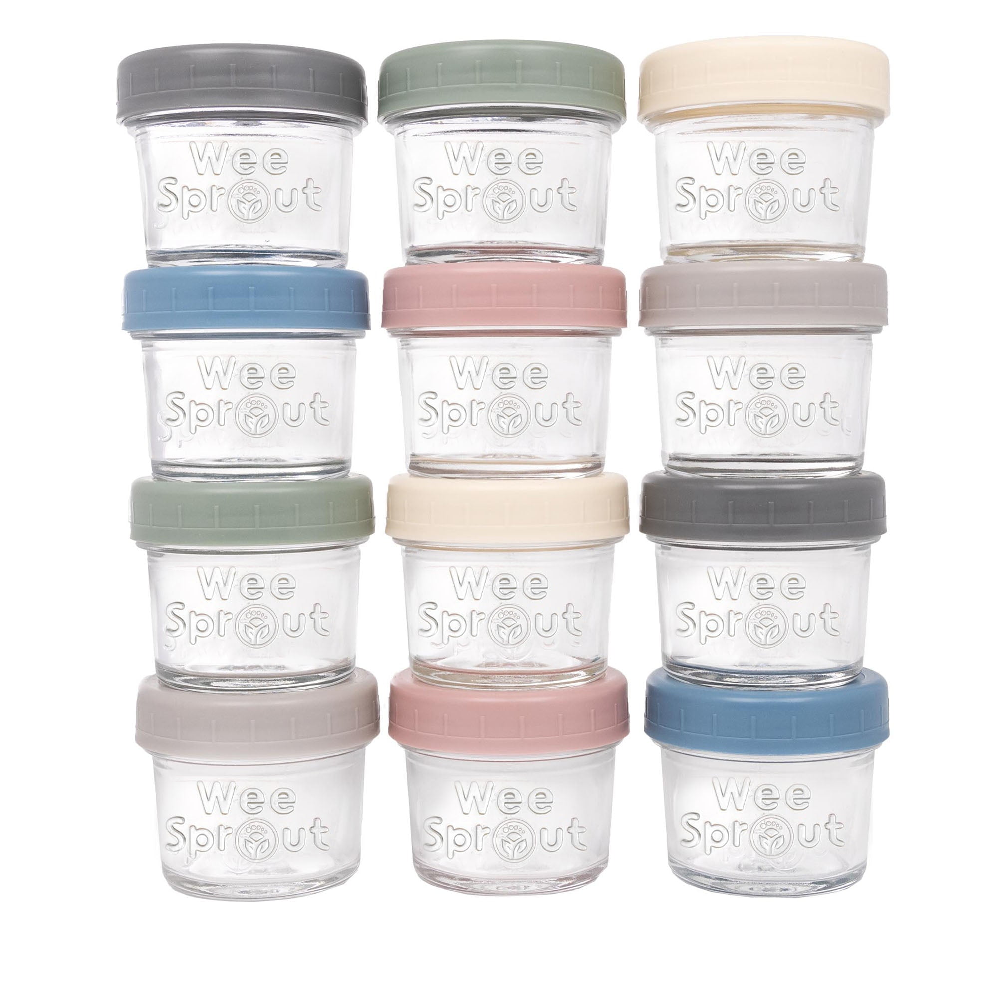 WeeSprout Glass Baby Food Storage Jars 12 Set, 4 oz Baby Food Jars