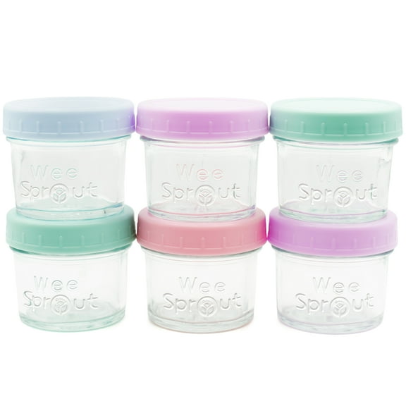 WeeSprout Glass Baby Food Storage Jars w/ Lids (8 oz, 8 Pack Set) Snack, Puree