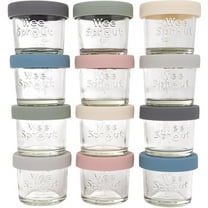 WeeSprout Glass Baby Food Storage Jars w/ Silicone Lids (4 oz, 12 Pack, Matte Variety)