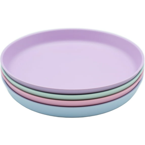 WeeSprout Kid-Sized Bamboo Melamine Plates, Set of 4
