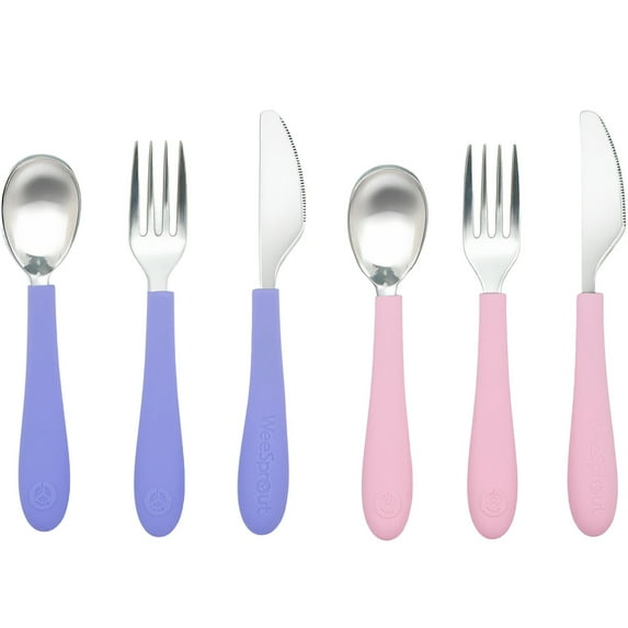WeeSprout Kids Stainless Steel Utensils Set, Premium 18/8 Grade Silverware Set, Spoons Forks Knives
