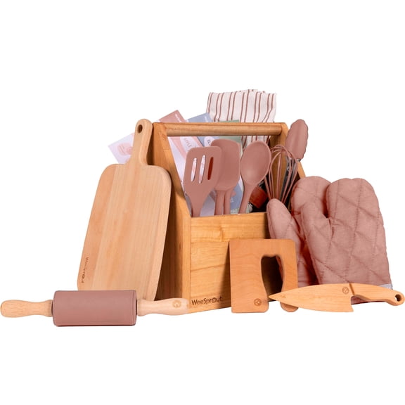 WeeSprout Little Chef Kids Cooking & Baking Set, 14 Piece Cooking Set, Choice of Colors