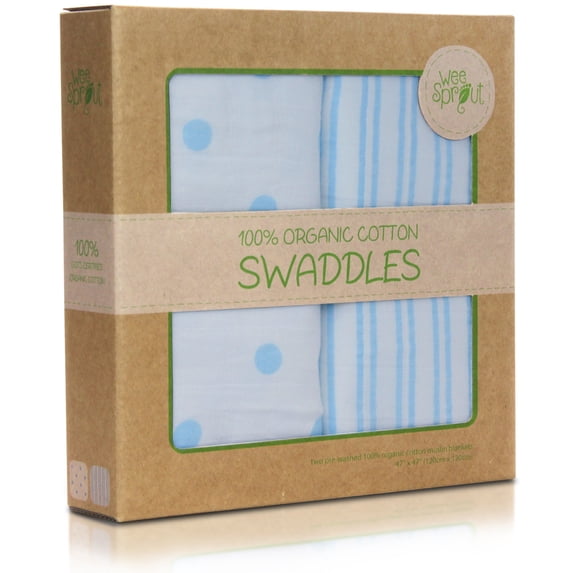 WEESPROUT Organic Cotton Muslin | 47-by-47-Inch Swaddle Blankets | Pack of 2