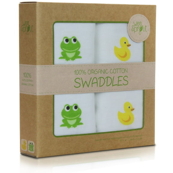 WeeSprout Organic Swaddle Blankets, Set of 2 Muslin Swaddle Baby Blankets, Extra Large 47" x 47"