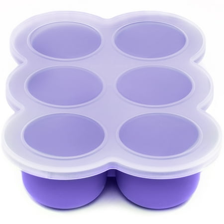 WeeSprout Silicone Baby Food Freezer Tray with Clip-on Lid (Six 3 Ounce Sections)