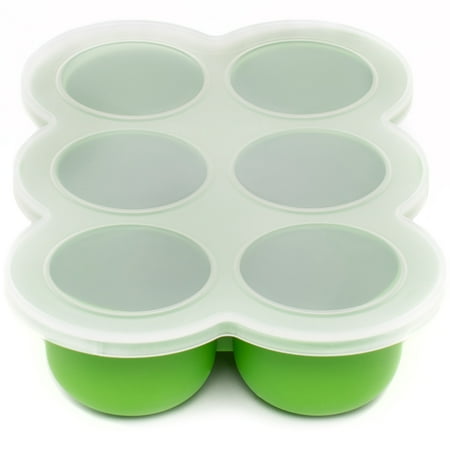 WeeSprout Silicone Baby Food Freezer Tray with Clip-on Lid (Six 3 Ounce Sections)
