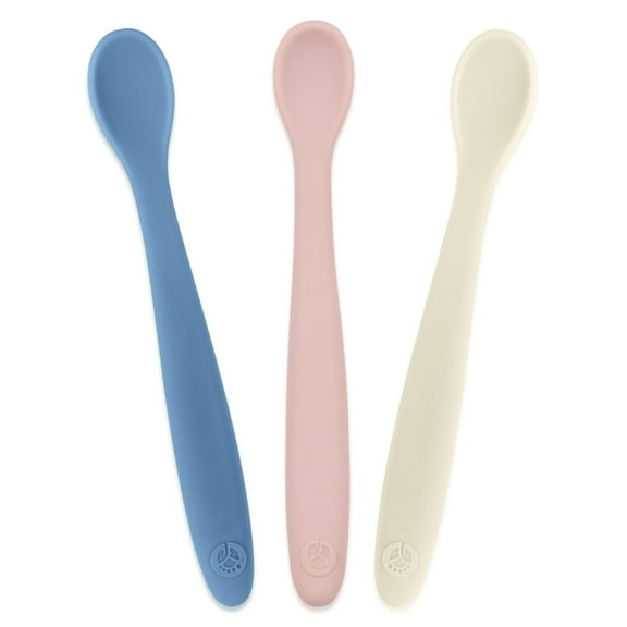 WeeSprout Silicone Baby Spoons, First Stage Infant Feeding Utensils with Soft-Tip, Set of 3