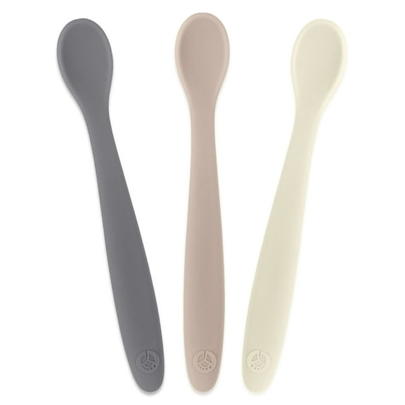 WeeSprout Silicone Baby Spoons, First Stage Infant Feeding Utensils with Soft-Tip, Set of 3