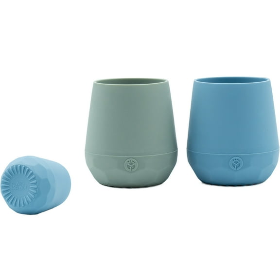 WeeSprout Silicone Baby Training Cups, Set of 2 Soft Silicone Cups, 2 oz Open Cup for Baby 6+ Months