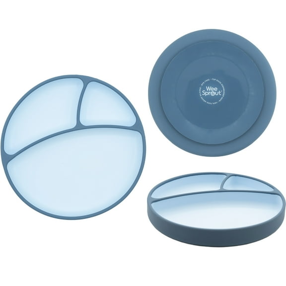 WeeSprout Silicone Suction Plate, Baby Plate with Suction Cup, Divided Dish for Kids, Toddlers