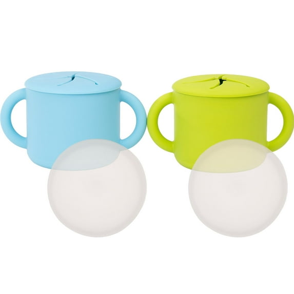 WeeSprout Snack Containers, Food Grade Silicone Cups, Spill-Proof Tops for Toddlers & Babies, 2 pack