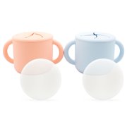 WeeSprout Snack Containers, Food Grade Silicone Cups, Spill-Proof Tops for Toddlers & Babies, 2 pack