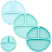 WeeSprout Suction Plates for Babies & Toddlers, 100% Silicone, Dinnerware Stays Put, 3 Pack
