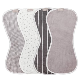 WeeSprout Unisex Organic Towel Cotton Burp Cloths, Four Ultra-Absorbent Layers, Neutral, Set of 4