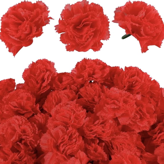 WeeWhimsy 20Pcs Artificial Carnations Flower,Yellow Orange Flower Heads Bulk with Stem,Silk Artificial Flower DIY Decor for Halloween,Day of The Dead,Mexican Party,Home Decor