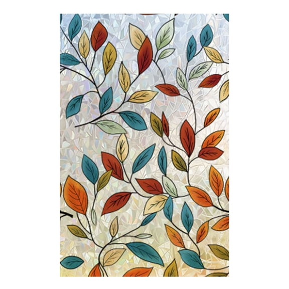 WeeWhimsy 30/35/47 Inches Window Privacy Film Rainbow Stained Glass Windows,Static Cling Sun Blocking Decals Sticker Colorful Removable Window Film